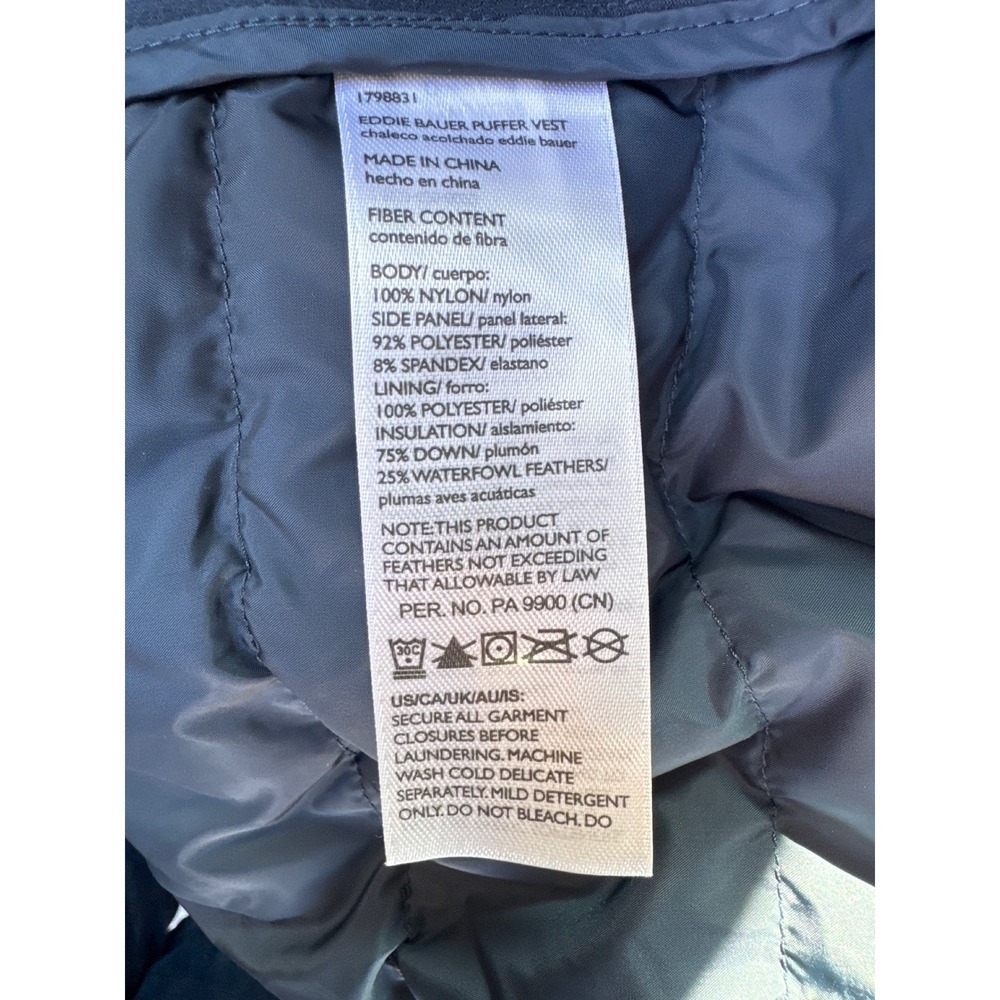 Eddie Bauer Mens Down 550 Puffer Vest Blue Size L Lightweight Insulated - Picture 6 of 7